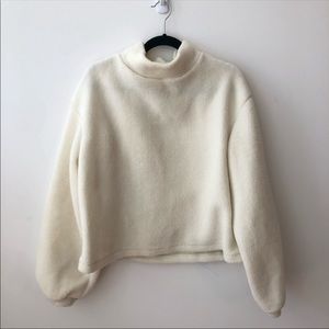 NWT H&M Sherpa Mock Neck Cream Sweater